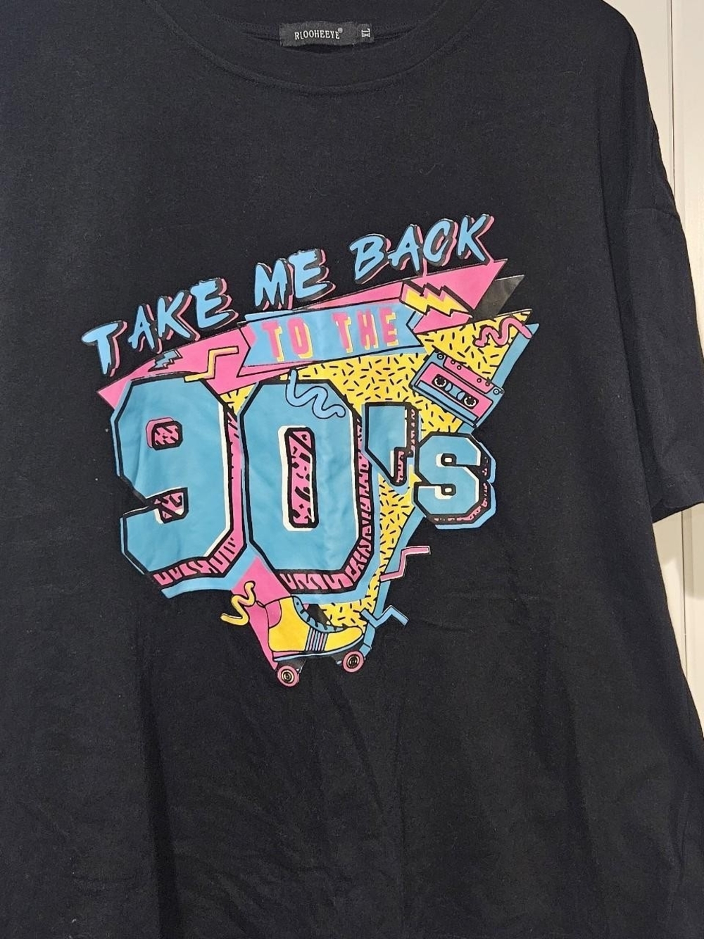 Take Me Back to the 90's Graphic Tee - Black with Neon Print